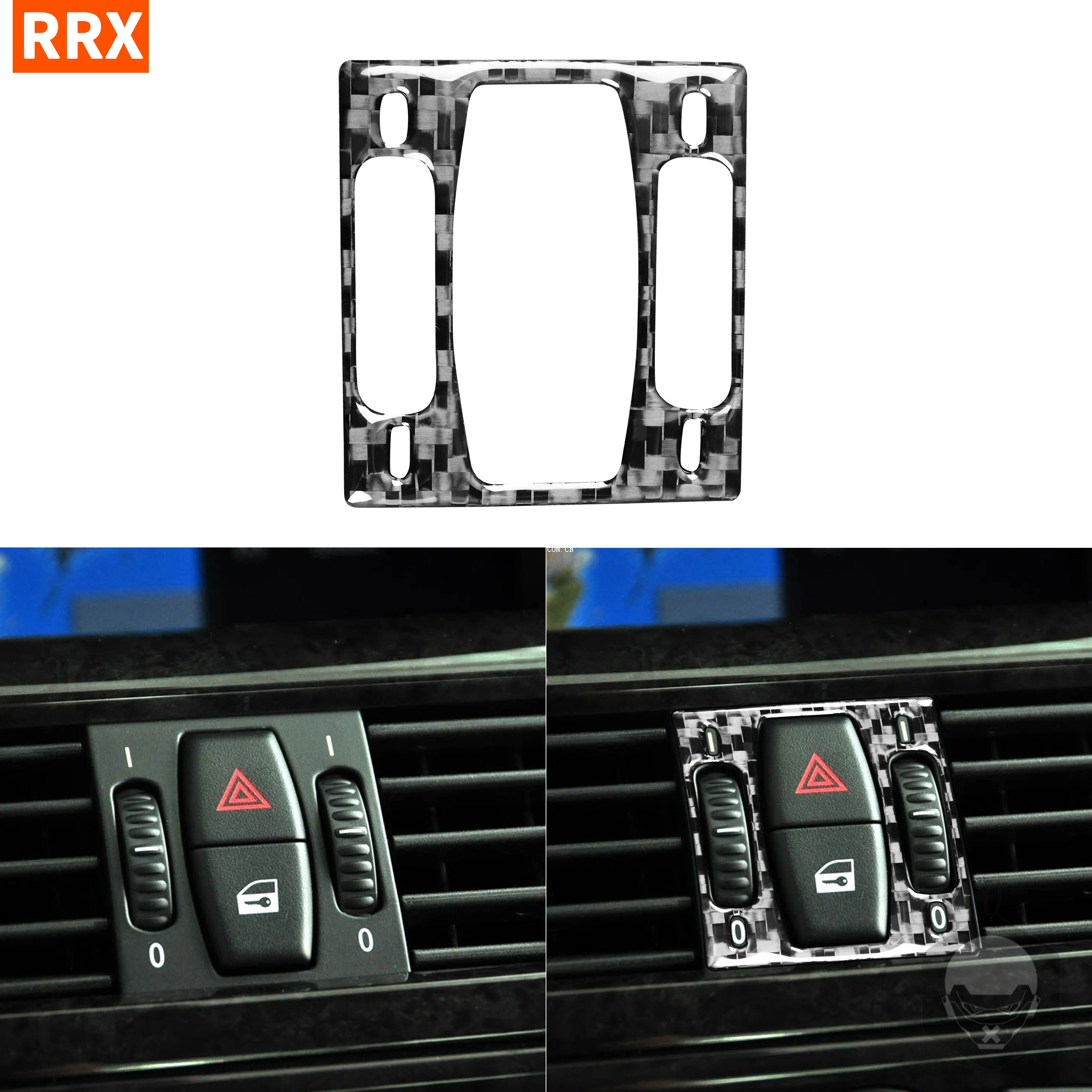 

For BMW 6Series E63 E64 2004-2010 Black Carbon Fiber Stickers Convertible Emergency Button Hazard Light Panel Car Accessories