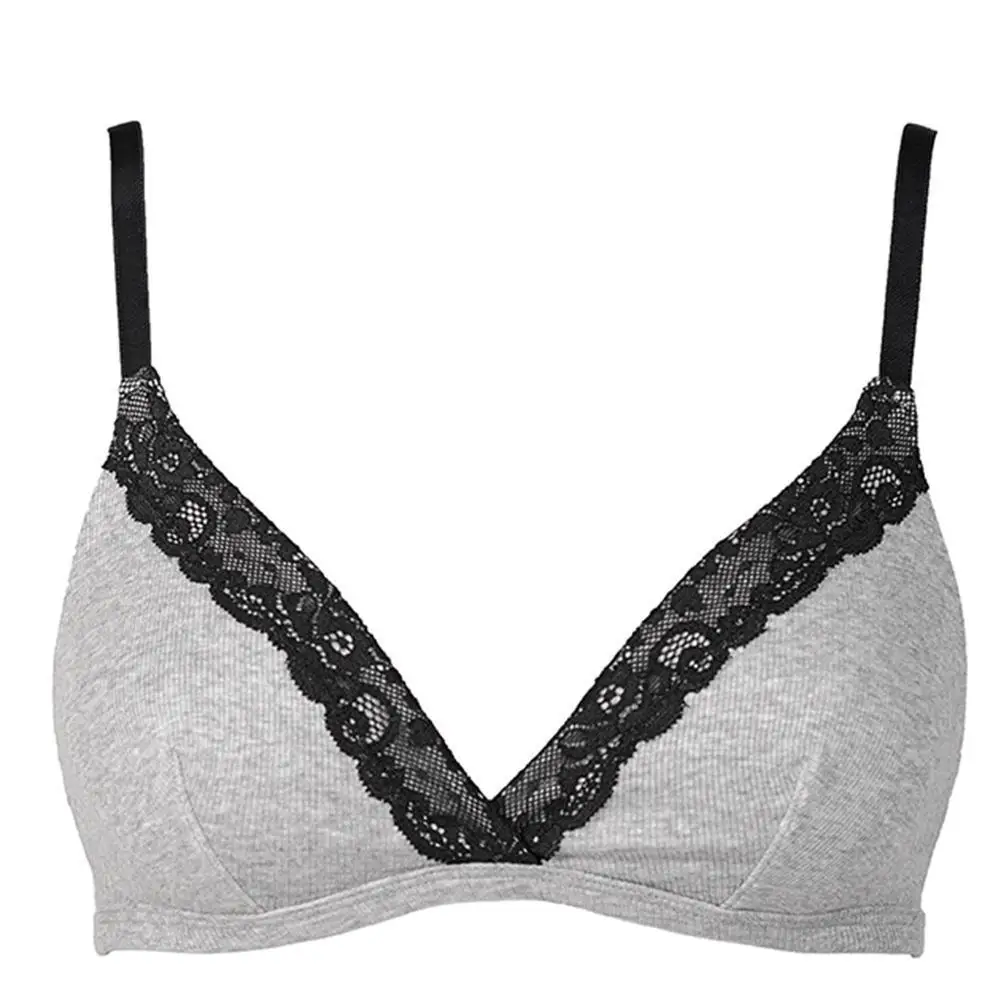

Sexy Bras Underwear Women Color Block Triangle Cup Lace Wireless Cotton Bralette Unpadded Bra Thin Seamless Brassiere Lingeries