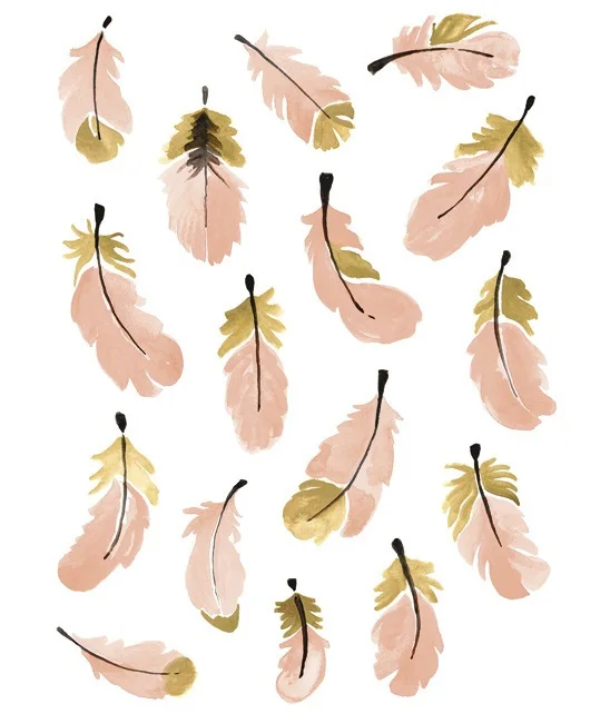 feather sticker Настенные наклейки в виде животных, скандинавский розовый шар в виде фламинго, настенные наклейки для детей, детская комната, обои, скандинавские украшения, детские настенные художественные наклейки - Цвет: feather sticker