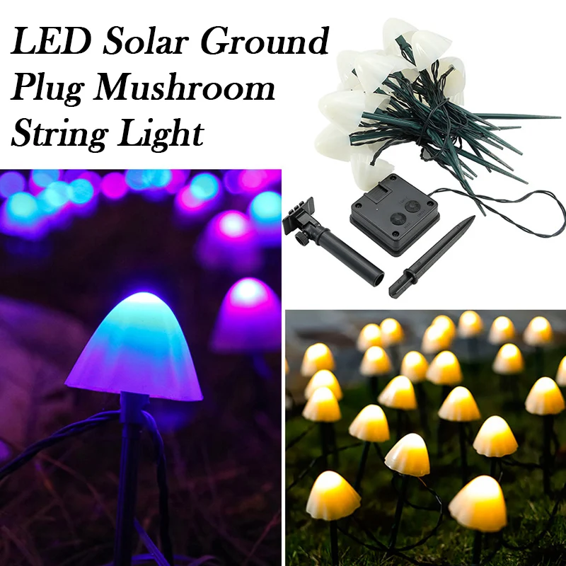 

Solar Mushroom String Lights Solar Powered Fairy Lights Garden Path DiY Decoration 5M 20 LED Lamps Waterproof IP65 Outdoor Light