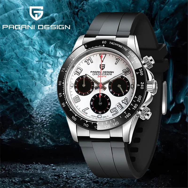 

PAGANI DESIGN 2021 New Top Brand Rubber Sports Chronograph Luxury Men's Stainless Steel Quartz Waterproof Watch Reloj Hombre
