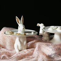 cartoon cute rabbit ceramic plate chocolate candy bowl holiday decor salad dessert bowl dinner plate restaurant tableware gift