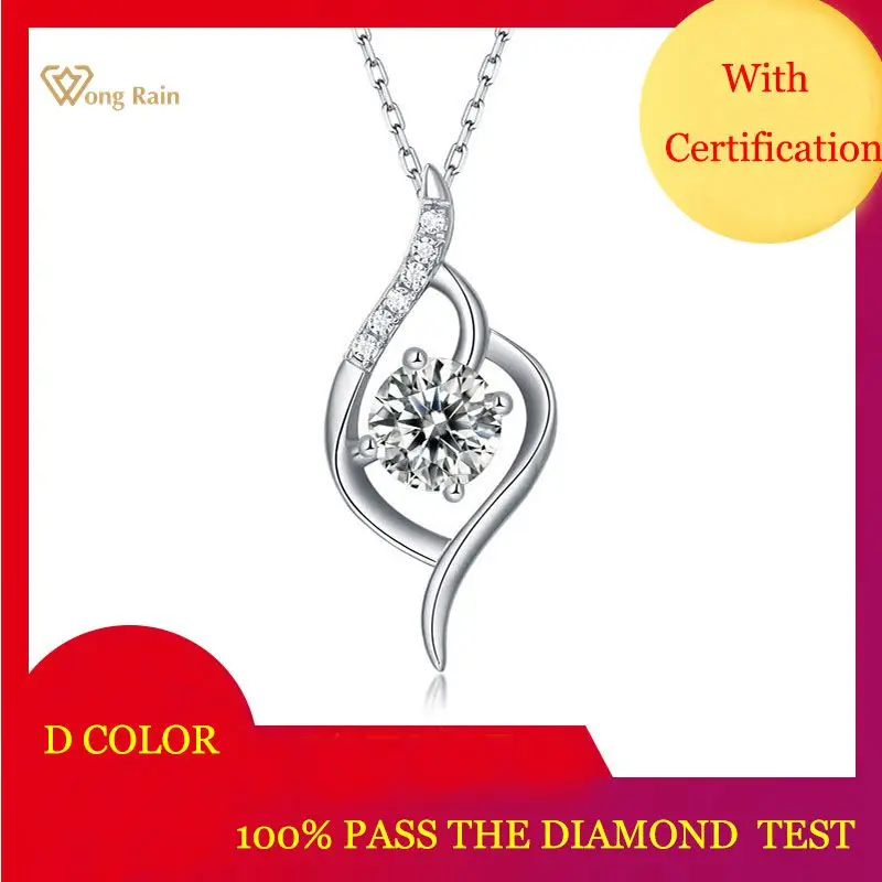 

Вонг дождь 925 стерлингового серебра 1 карат VVS1 D Цвет настоящий муассанит драгоценный камень Свадебные обручальные кольца, кулон, ожерелье, х...