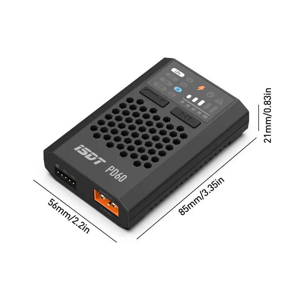 

PD60 60W Lipo Battery Balance Charger Type-C Input For Lipo LiHV LiFe NIMH/Cd Battery For RC Car Racing Drone