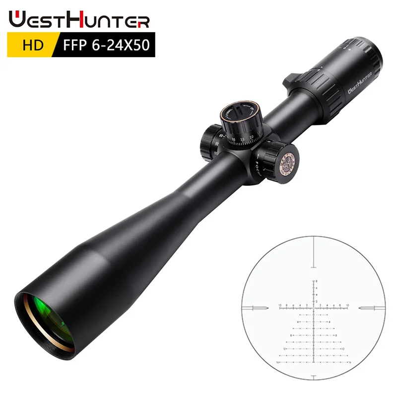 Оптический прицел WESTHUNTER FFP 6-24X50 тактический оптический с гравировкой боковой