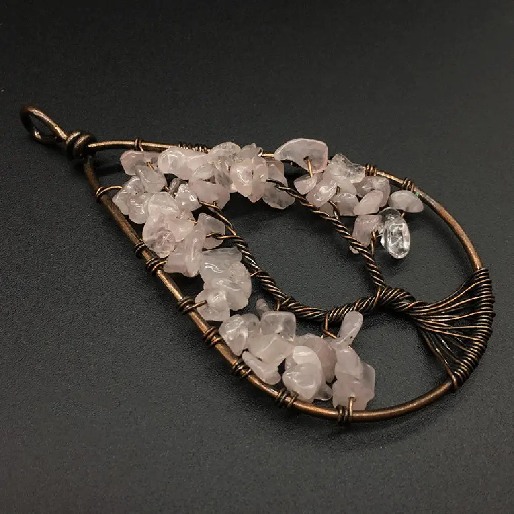 Натуральное каменное Дерево жизни ожерелье с кулоном для женщин целебное