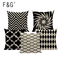 fold geometry decorative cushion covers fashion black and white stripes linen square sofa bed car custom print pillow cover