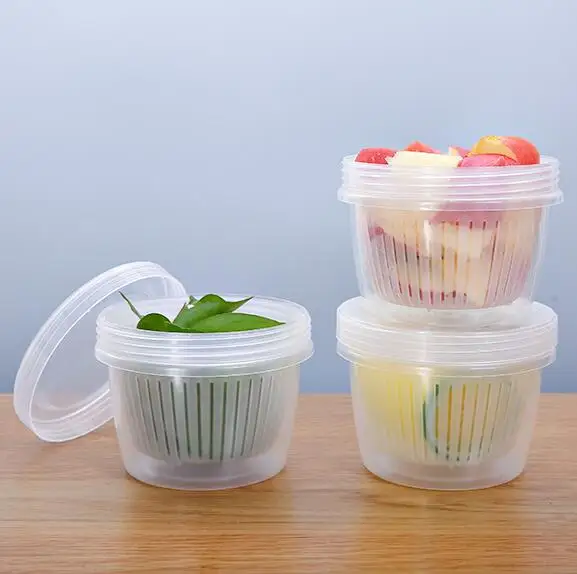 Двойная коробка для хранения круглая сливная герметичная имбирь чеснок лук