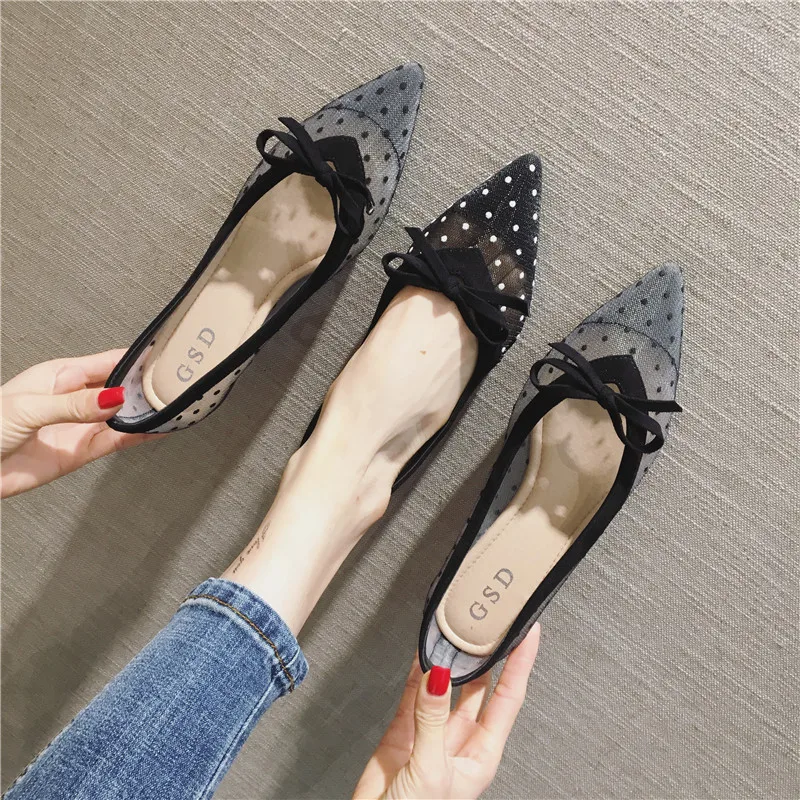 

Mesh Breathable Women's Wild Pointed Flat Single Shoes 2019 New Summer Female Late Night Fairy Wind Net Scoop Shoes