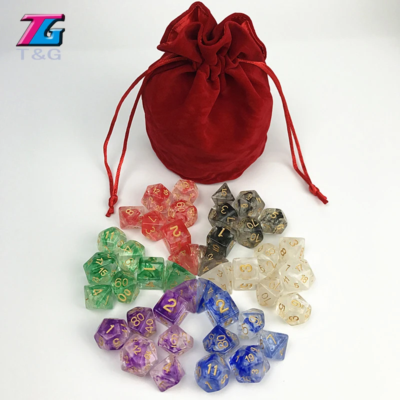 42 шт./пакет многогранные туманности игральные кости для игры DnD plus сумка d4 d6 d8 d10 d12