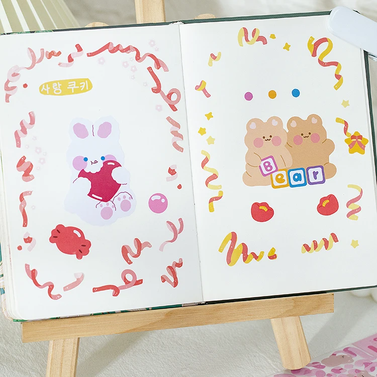 2 листа милой лентой наклейки &quotмедведь&quot вручную учетной записи Творческий