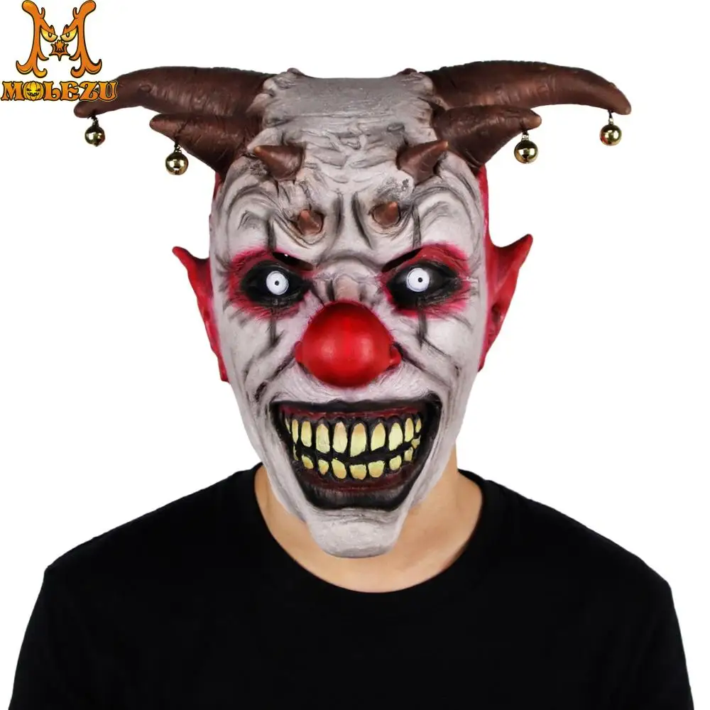 Molezu Хэллоуин страшные маски колокольчики клоун латексная маска страшный убийца