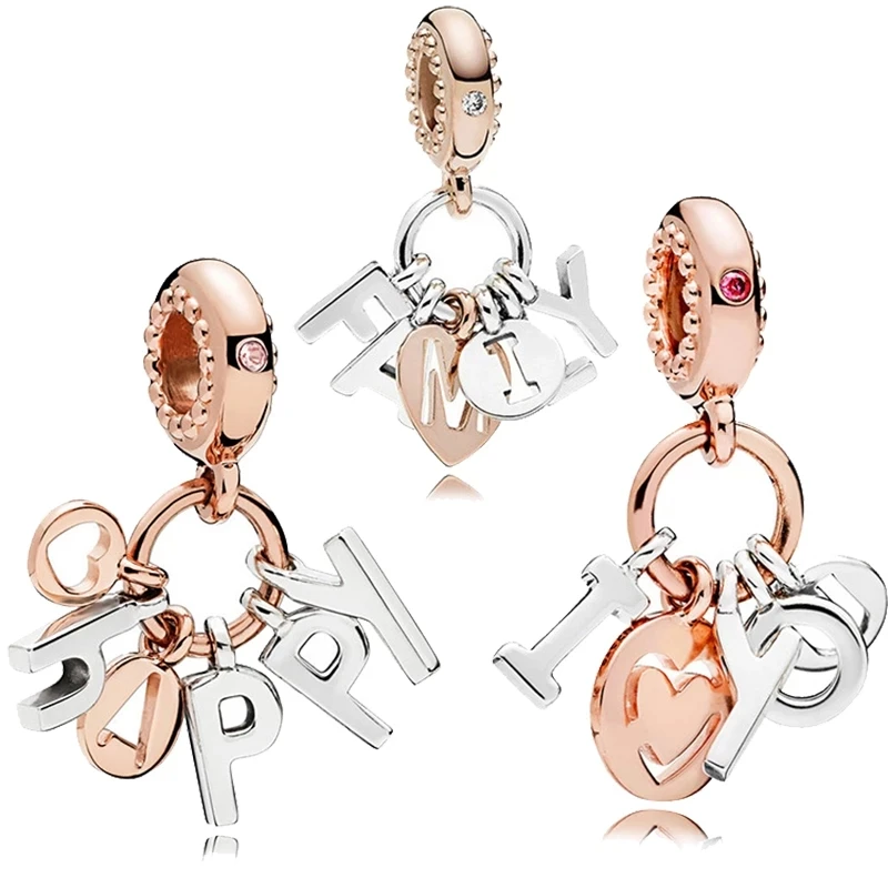 

Heart Shape 925 Sterling Silver Family Affection Love Open Charm Bead Fit Original Pandora Bracelet DIY Jewelry For Women