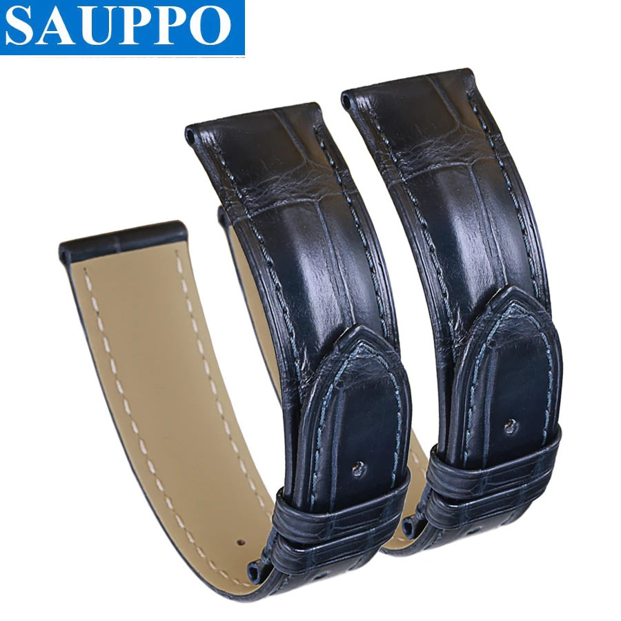 Мужские аксессуары для часов SAUPPO Allgator Skin из натуральной кожи с бамбуковой