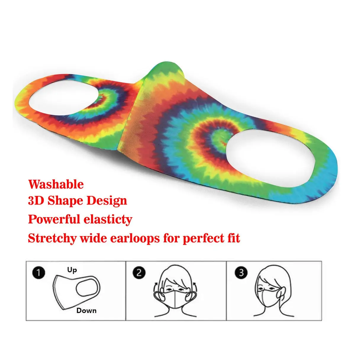 

Dust Mask Tie Dyeing Art Flawlessly Mouth Face Mask for Adult Kids Windproof Washable Reusable