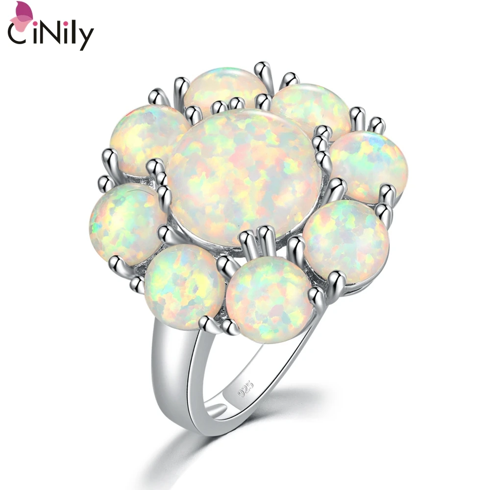 Кольца CiNily White Created Fire Opal посеребренное кольцо с цветком для женщин оптовая