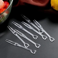 100pcsset multi use disposable fruit fork plastic adorable heart shape handle dessert fork for home