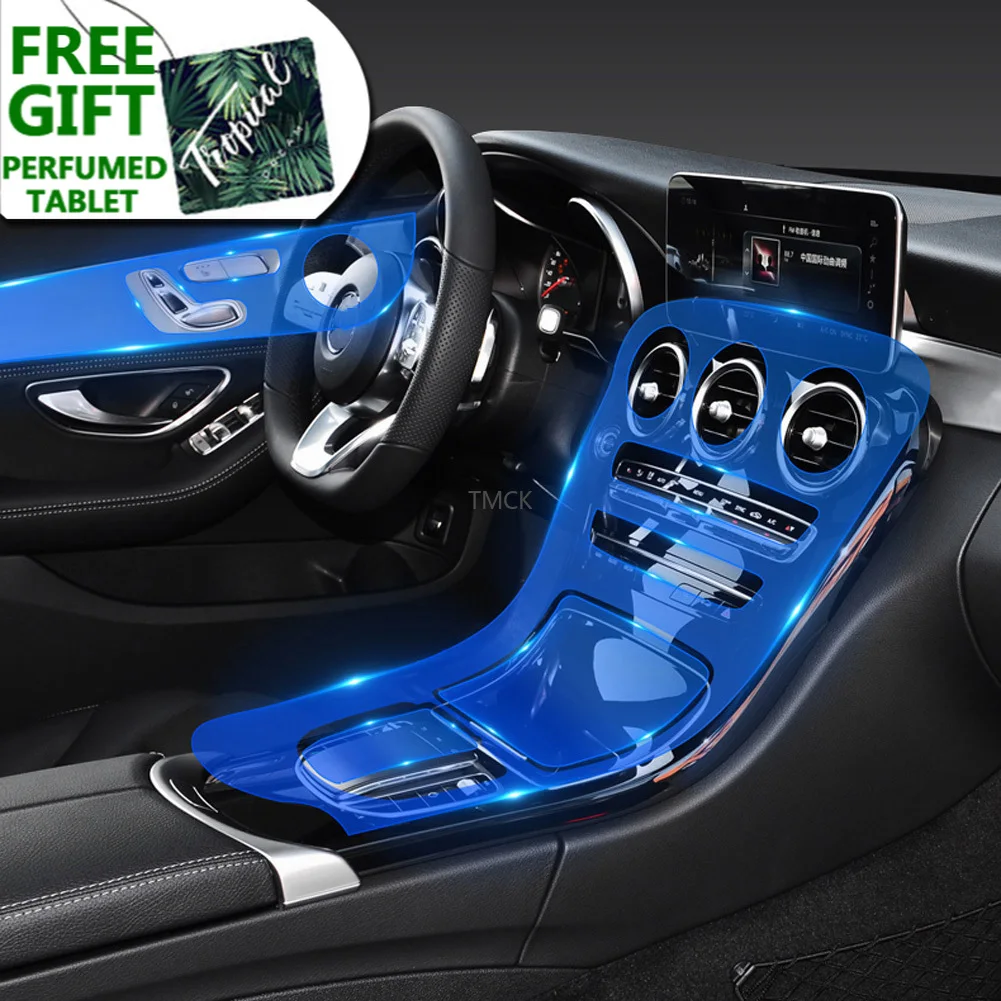 

For Mercedes Benz C Class W205 C200 C260 C300 C180 2019 2020 Car Accessories Door+Center Console TPU Transparent Protector Film