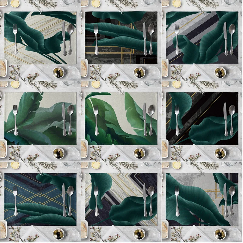 

Модный Прямоугольный Коврик в западном стиле с принтом, коврики с вырезами, подстилка для обеденного кухонного стола 40x30 см