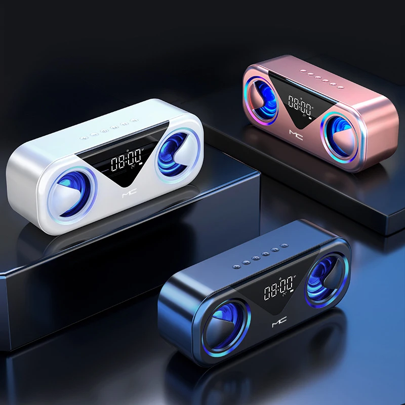 Smart LED Alarm Clock Speaker Portable Wireless Bluetooth-compatible for TF Card AUX USB Atmosphere Light | Электроника