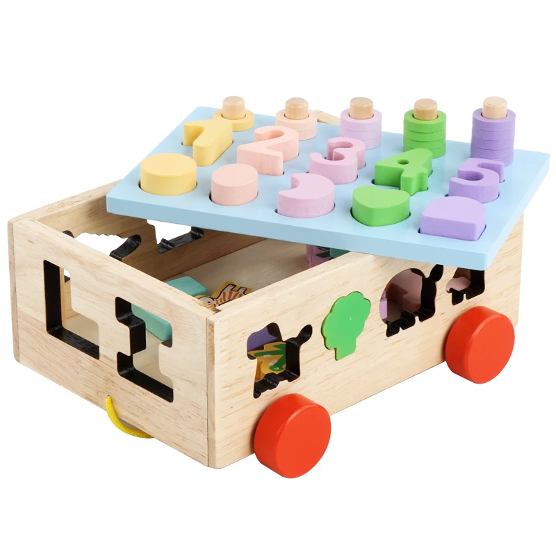 

Новые деревянные строительные блоки автомобиля, цветные геометрические подходящие блоки, Ранние развивающие игрушки, подарки для детей