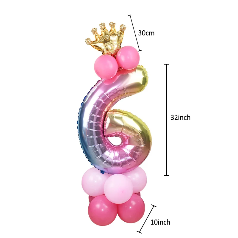 13 шт./компл. шары на день рождения с радужными цифрами фольгированные украшения
