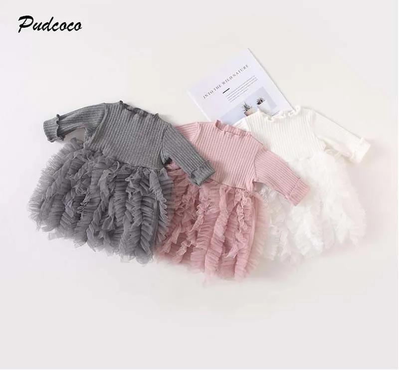 2019 Фирменная Новинка Модные Симпатичные для маленьких девочек осеннее платье с