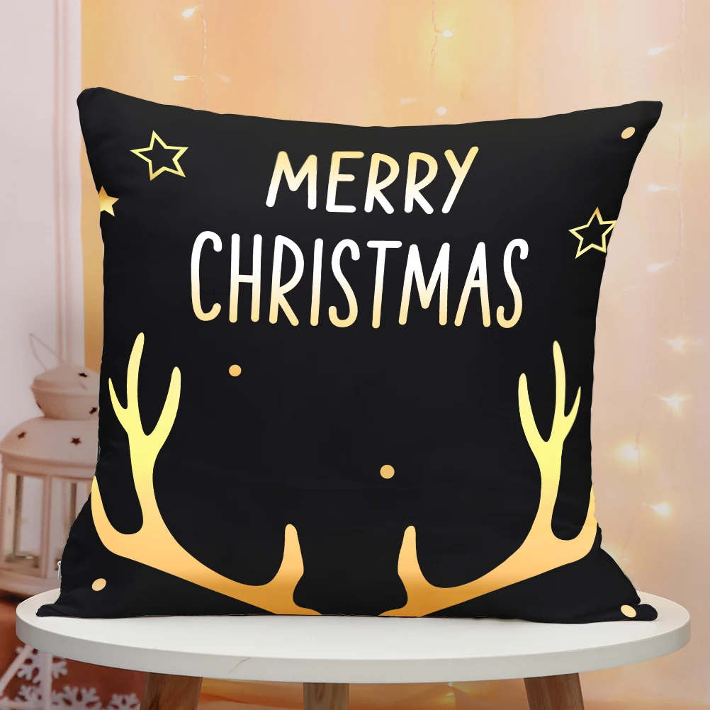 Наволочки "С Рождеством Христовым" для дома, декора дивана, золотая печать, модерн, квадратная, 18 дюймов, черная на.