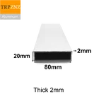 20x80 мм, толщина 2 мм, Прямоугольная алюминиевая трубка-профиль, 6063 алюминиевая квадратная труба, алюминиевый профиль для украшения