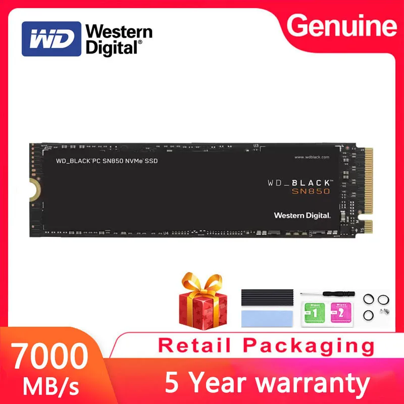 Western Digital WD_BLACK SN850 1TB NVMe Built-in solid state drive PCIe 4.0 Gen4 technology SSD, up to 7000 MB/s M.2 2280