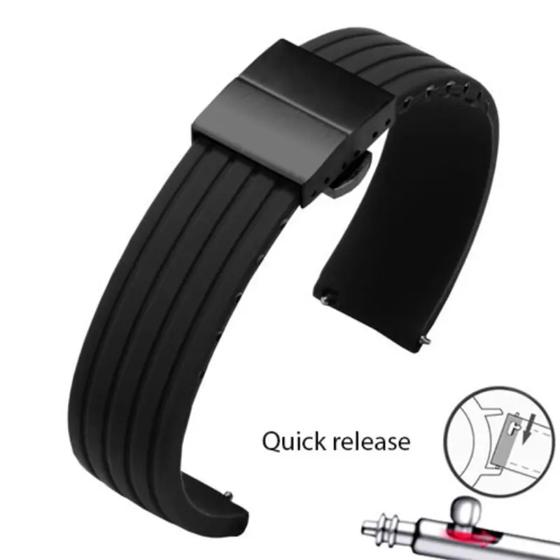 Soft Silicone Watchband Black Red Blue Orange Brown Wristband With Butterfly Buckle Replacement Belt For Men And Women | Наручные часы