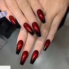 Накладные ногти, 24 шт.компл., с градиентом красного, черного цвета