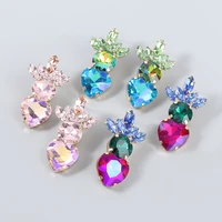 love geometric colorful women earrings fashion shiny luxury rhinestone female drop earrings exquisite party gift 3 colors ht021