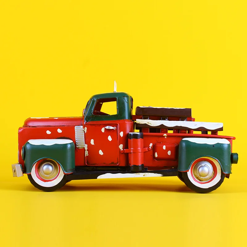 

Xmas OrnamentsVintage Metal Classic Rustic Pickup Red Truck Christmas Tree Home Office Decor Children GIft