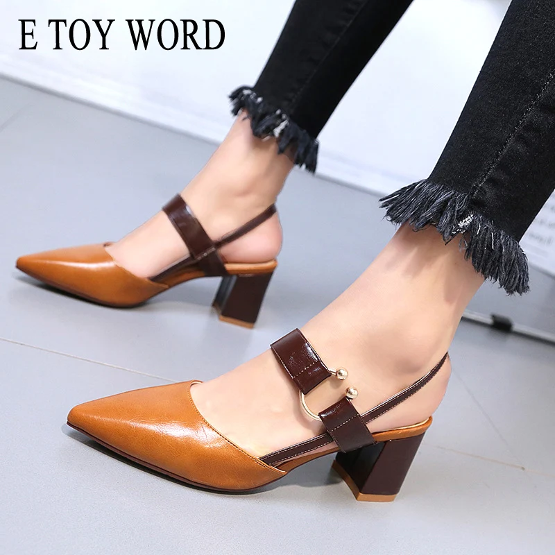 E TOY/сандалии для женщин модель 2020 года Летние босоножки на высоком каблуке с