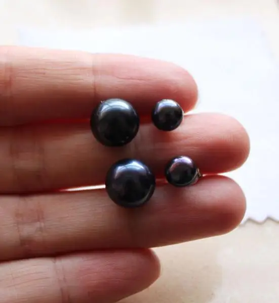 

Серьги-гвоздики с уникальным дизайном, белые, двойные, искусственные, черные, 3-9 мм