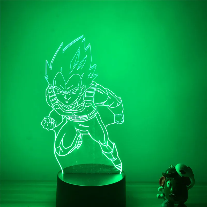 Dragon Ball Z Вегета ГОКу супер сайян, «Жемчуг дракона 3D светодиодный Ночной светильник 7 цветов сенсорный оптический Иллюзия фигурку настольная лампа украшения