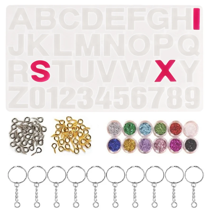 

73 шт., силиконовые формы для литья смолы, набор для начинающих, силиконовая форма с цифрами алфавита и набор инструментов для украшений из см...