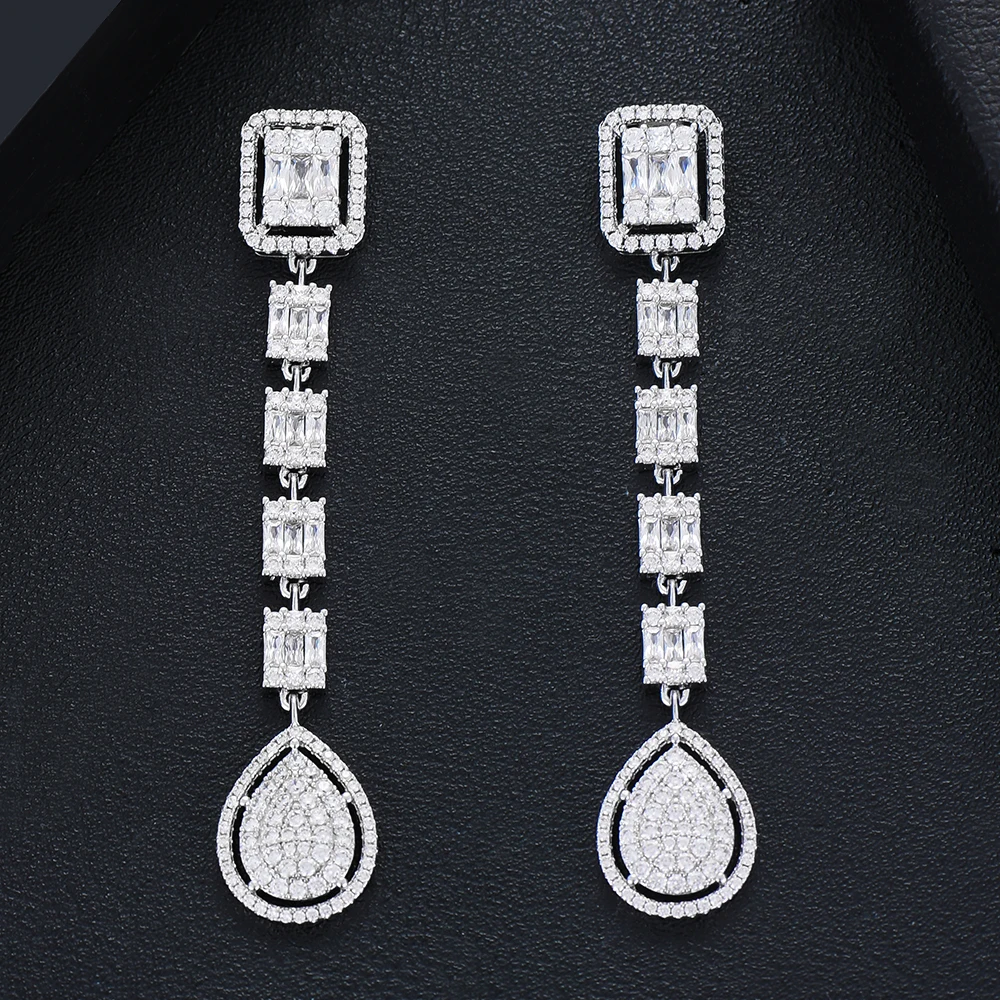 

SISCATHY Luxury Women Drop Earrings Charms Full Cubic Zirconia Engagement Wedding Party korean Earrings Jewelry 2021