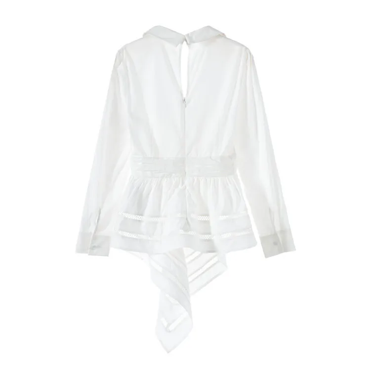 Высокое качество 2019 Для женщин белая блузка с вырезом Self Portrait элегантный