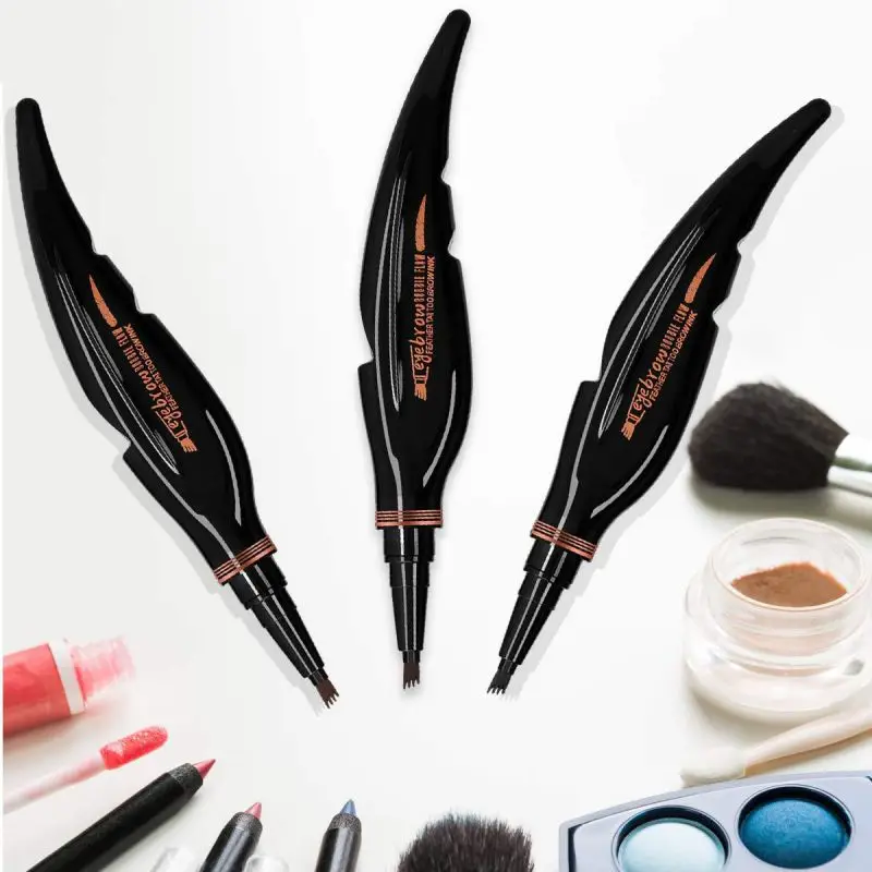 

4 Colors Microblading Eyebrow Tattoo Pen 4 Fork Tips Fine Sketch Liquid Eyebrow Pencil Long-lasting Waterproof Eyebrow