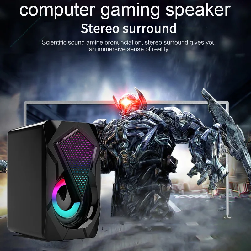 USB Проводная Компьютерные колонки аудио плеер стерео с красочными светодиодный