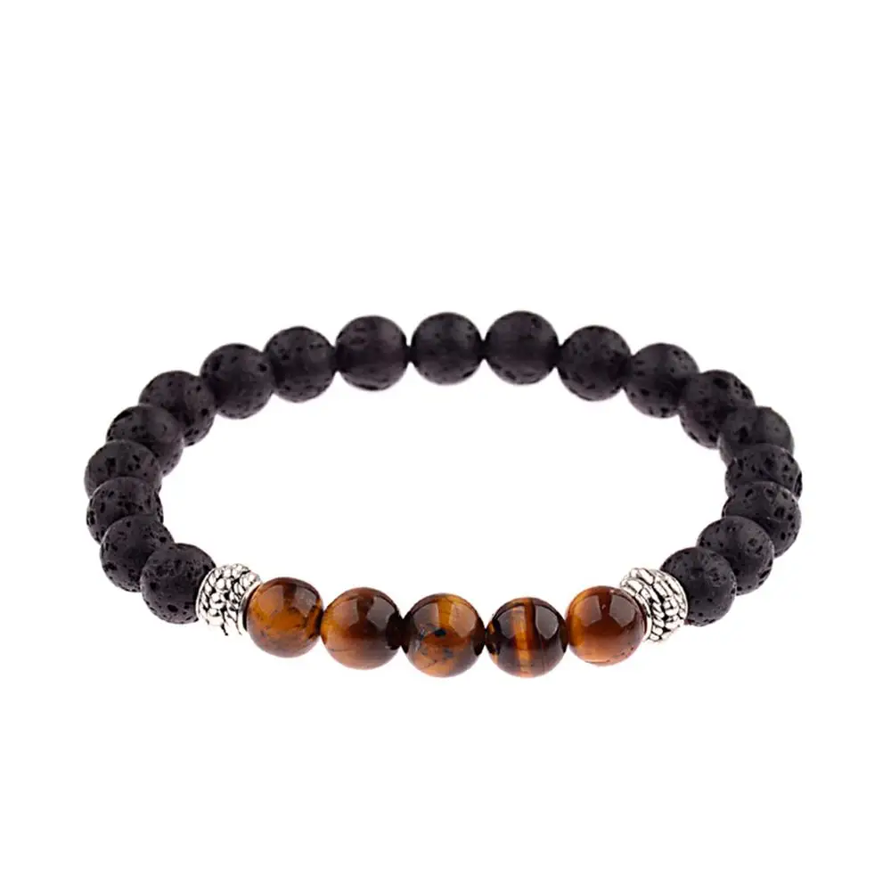 CARTER LISA Charm Мужской 8 мм черный Лава камень белый эластичный бисер браслеты