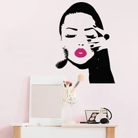 beauty salon fashion girls face wall sticker manicure nail lips makeup sign wall decals vinyl interior art decoration shop a613