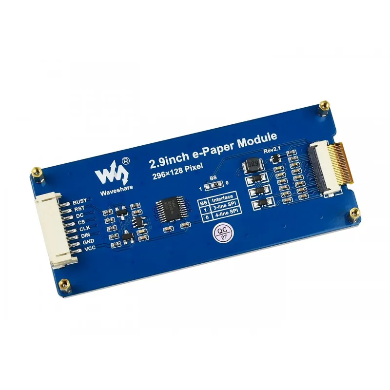 

2.9inch e-Paper e-link Display Module for Raspberry Pi, Three-Color, SPI Interface 296x128 Resolution