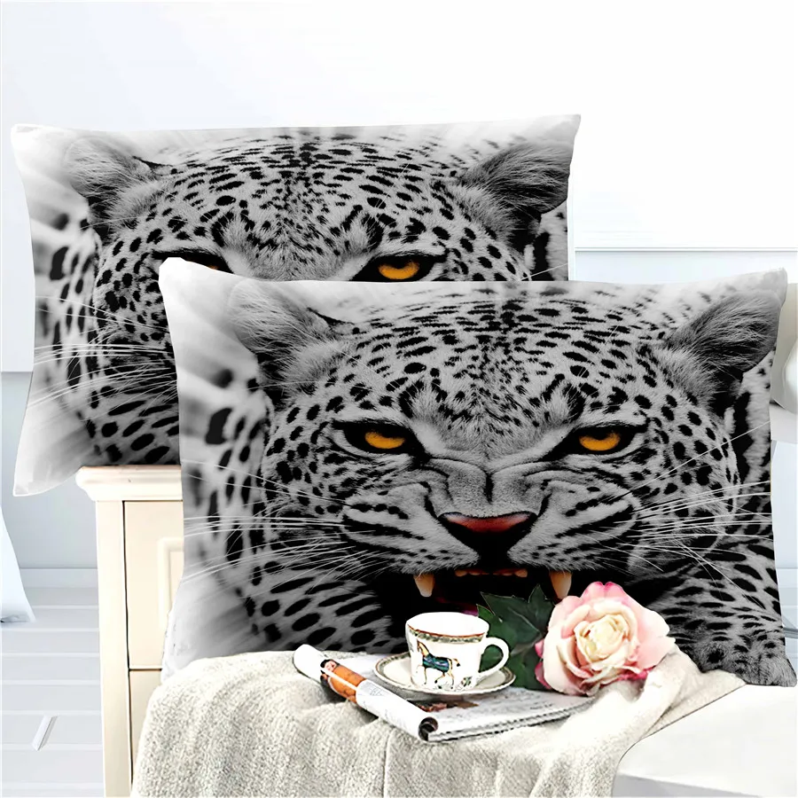 Комплект постельного белья с 3d-изображением снежной леопардовой расцветки