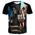 Футболка мужская с 3D-принтом черепа, модный топ в стиле хип-хоп, ужасная рубашка с круглым вырезом, уличная одежда больших размеров, лето