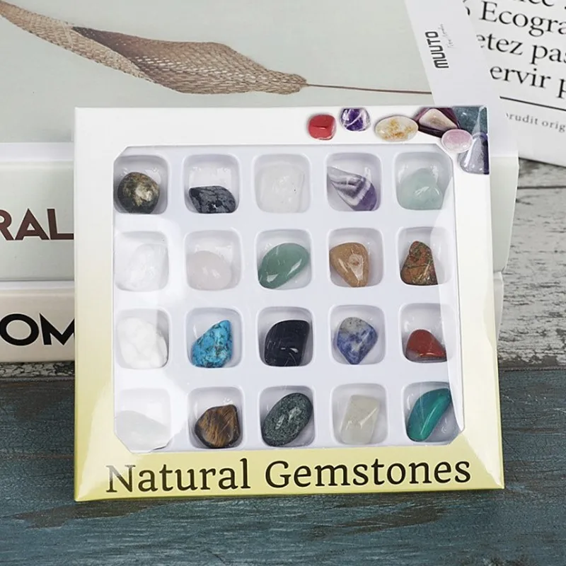 

20pcs/Set Natural Stones Crystals Agates Specimen For Education Home Decors DIY Multicolor