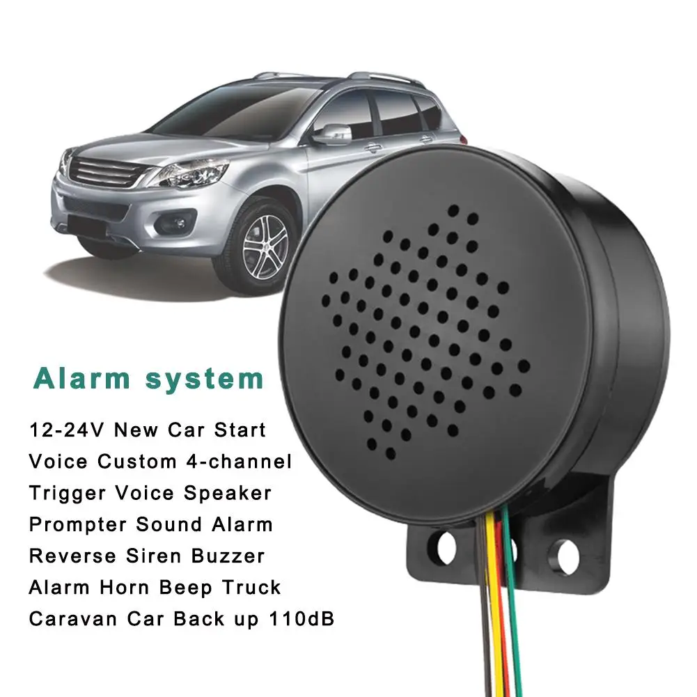 

12/ 24V Car Truck Start Voice Custom 4-channel Trigger Voice Speaker Prompter Sound Alarm Reverse Siren Buzzer Alarm Horn Beep