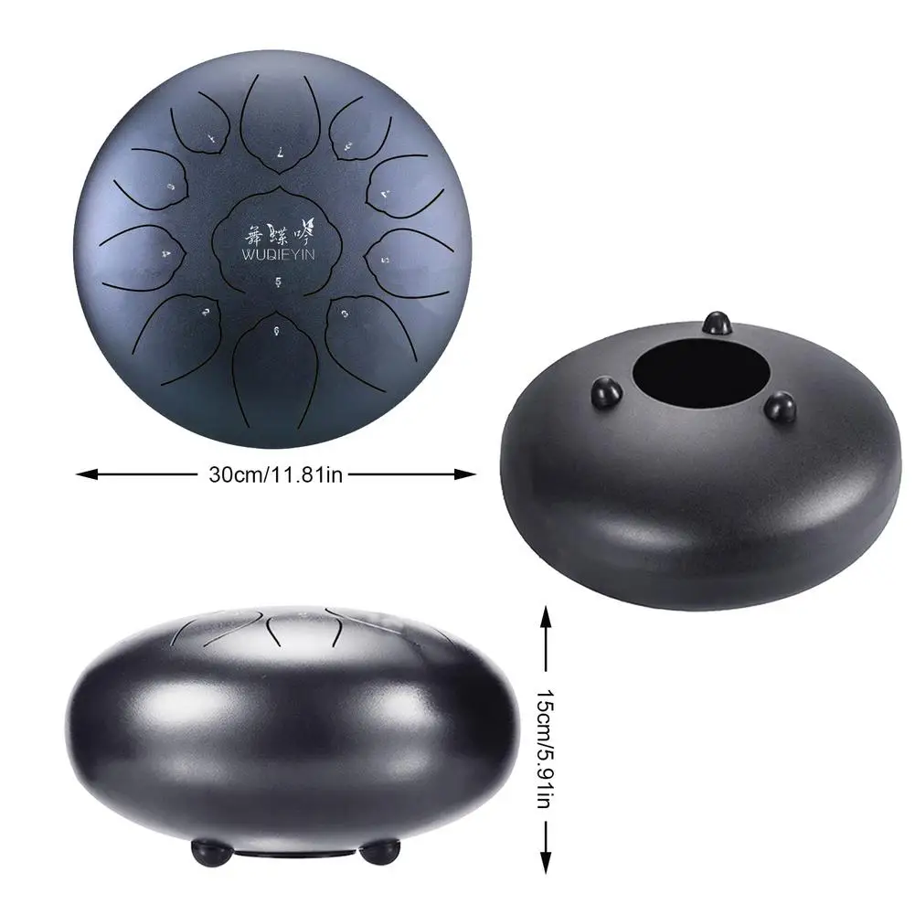 

12 Inch 11 Tone Steel Tongue Drum Tune C Percussion Hand Pan Drum With Padded Drum Bag & Mallets Musical Instruments Dropship